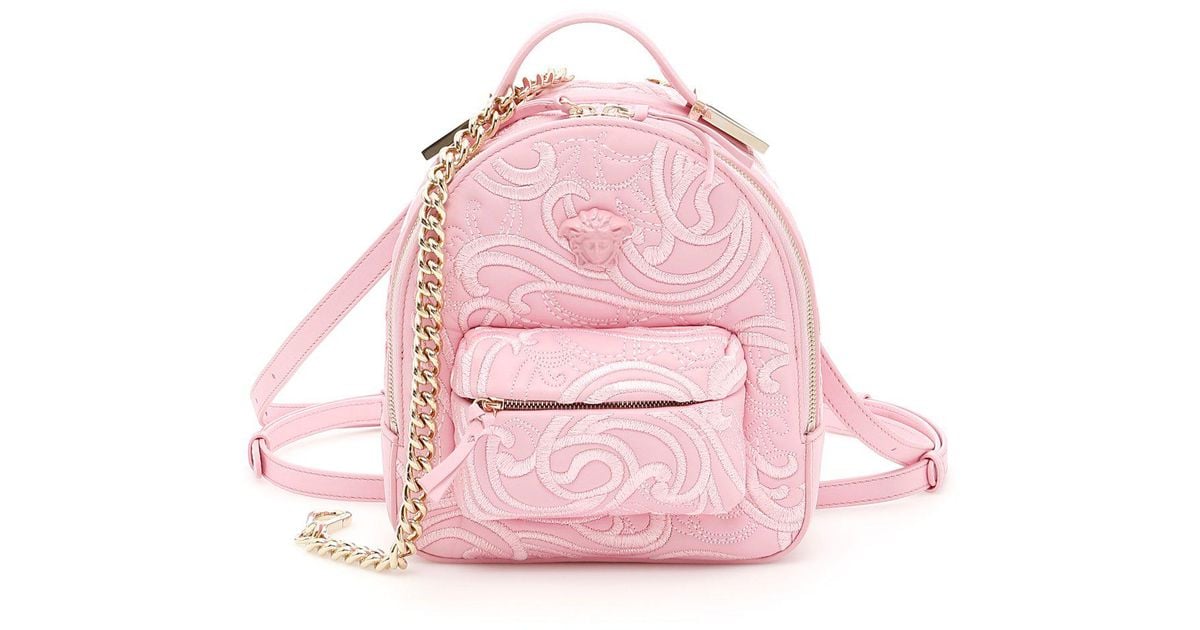 Versace Palazzo Embroidered Backpack in Pink
