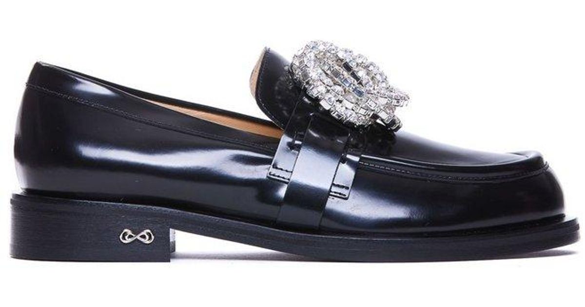 mach-mach-galaxy-embellished-stacked-heel-loafers-in-black-lyst