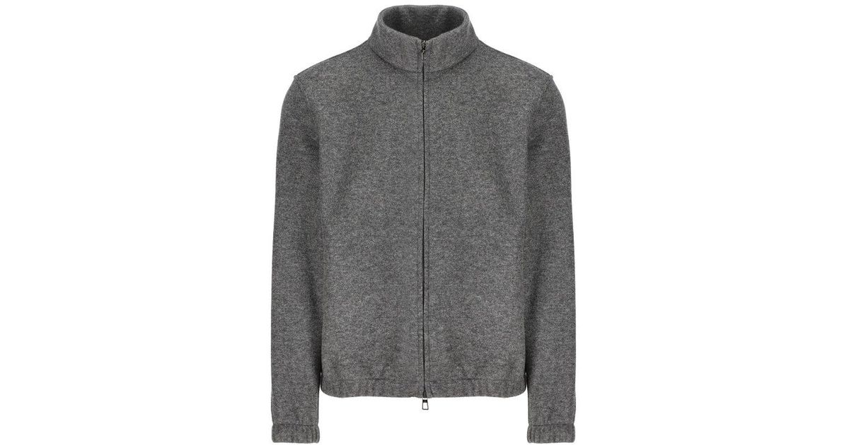 Loro Piana High-neck Zipped Bomber Jacket in Gray for Men | Lyst