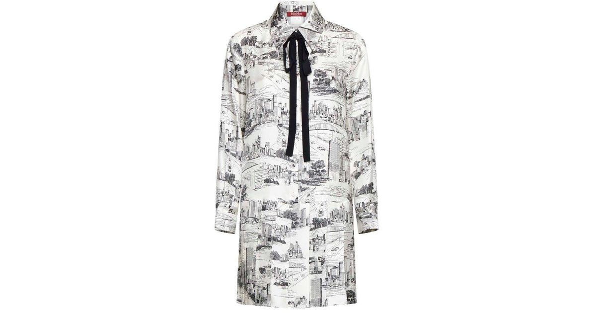 【送料&関税込】Max Mara Allover Patterned Longsleeved Dress Long printed silk dress, rust | 