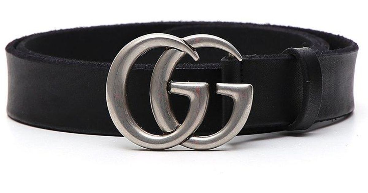Gucci Leather GG Logo Buckle Belt in Black for Men Lyst