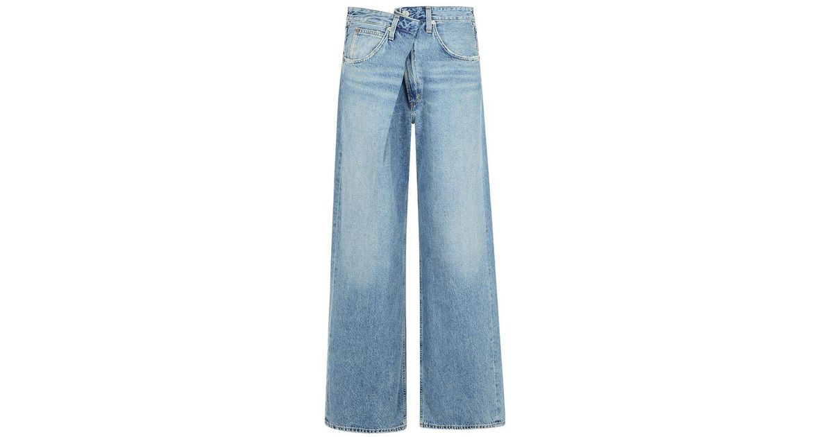 Agolde Vana Fold Low-Slung Fit Jeans in Blue | Lyst