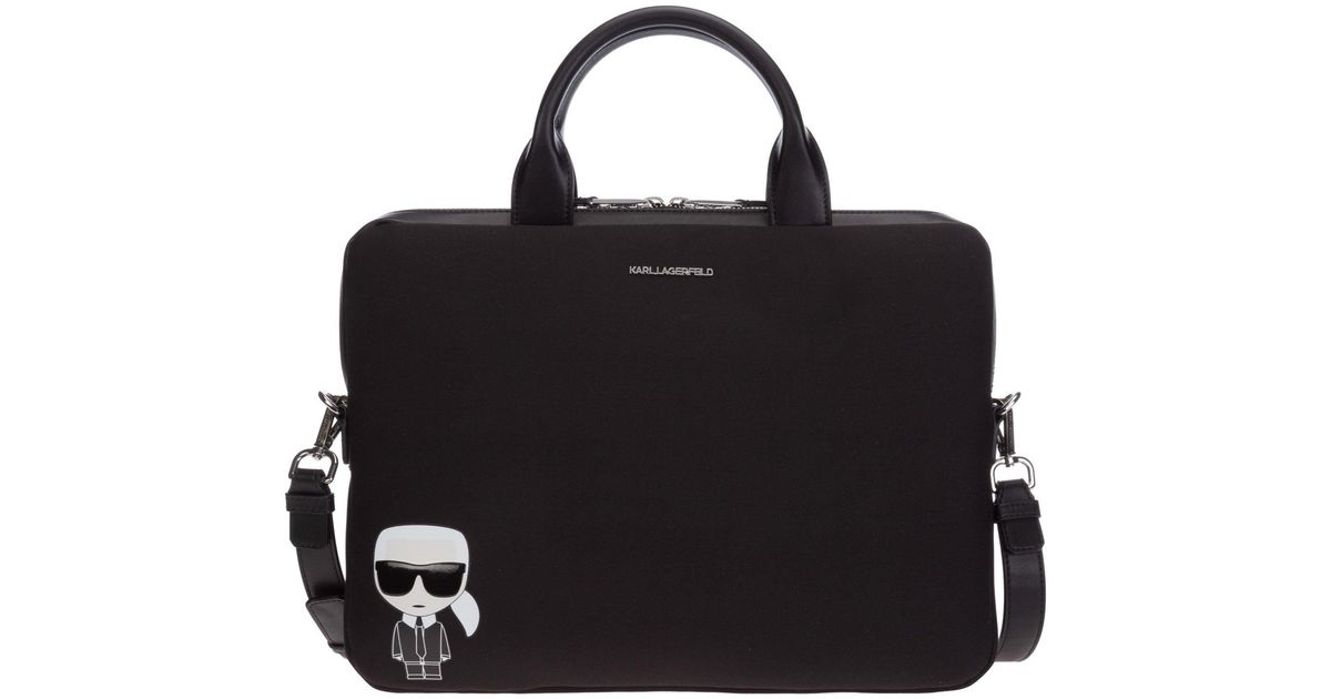 Karl Lagerfeld Neoprene Ikonik Logo Laptop Bag in Black Lyst