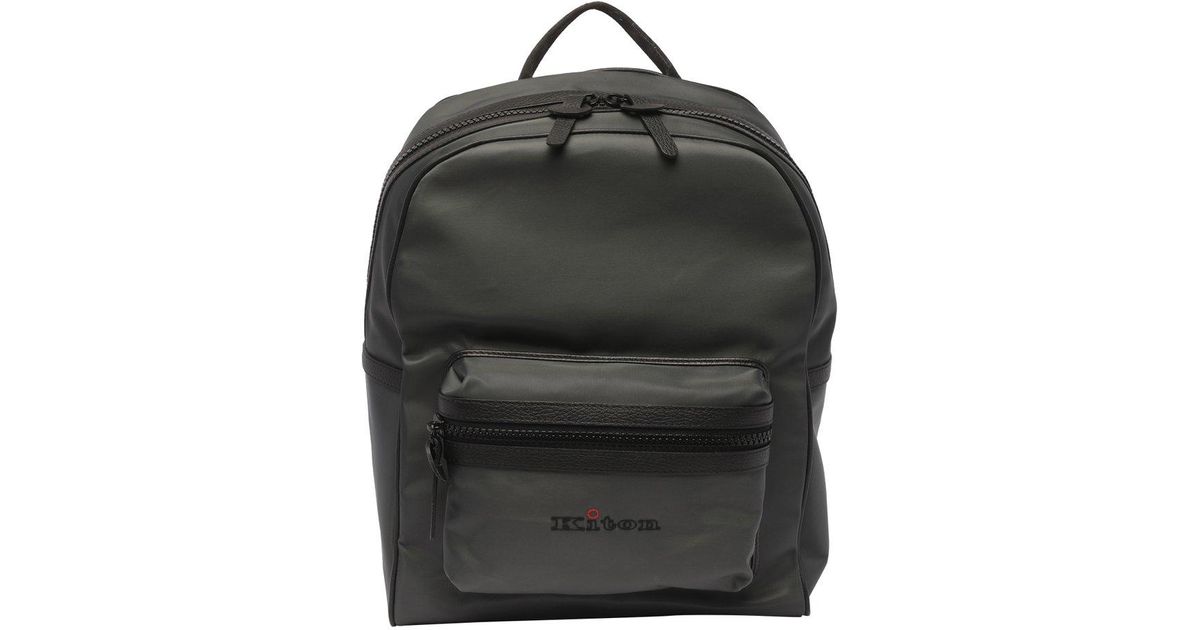 Kiton Logo Embroidered Zipped Backpack in Black for Men Lyst