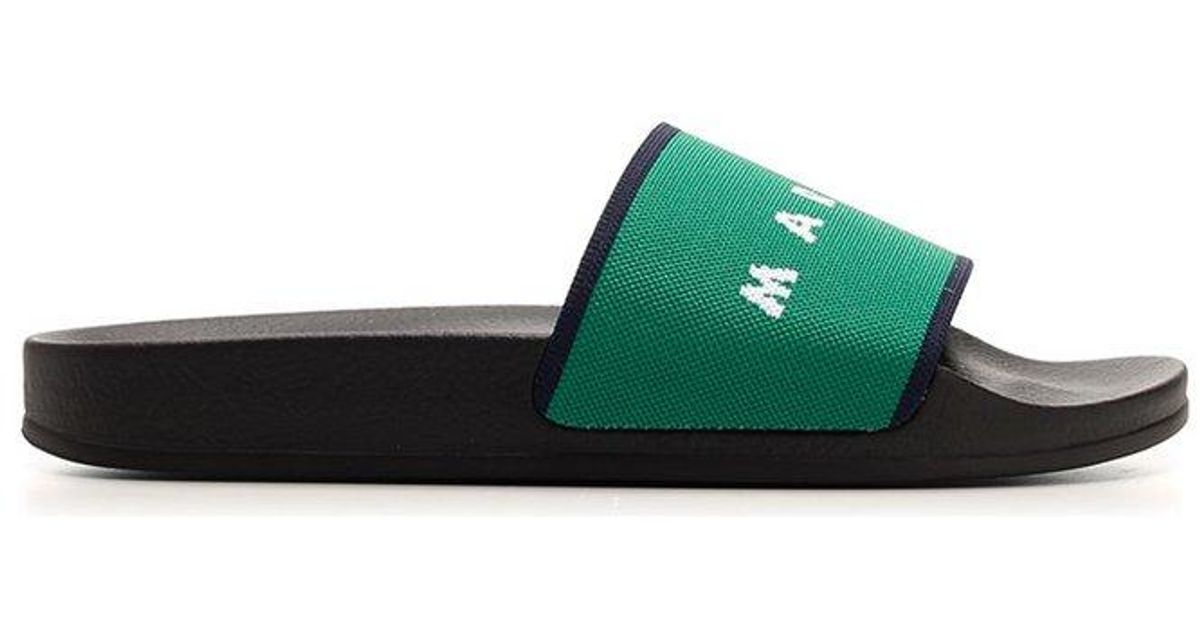 Marni Rubber Stretch Logo Jacquard Slides in Green | Lyst