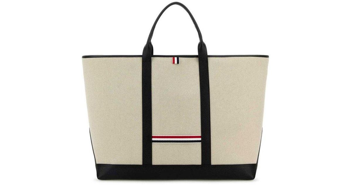 トートバッグ THOM BROWNE 'Medium Tool Tote' shopping bag Thom Browne Off White Double Face Cotton Canvas Medium Tool