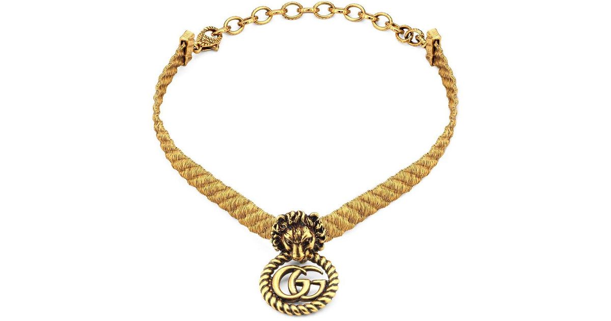 Gucci Lion Head GG Choker in Gold 
