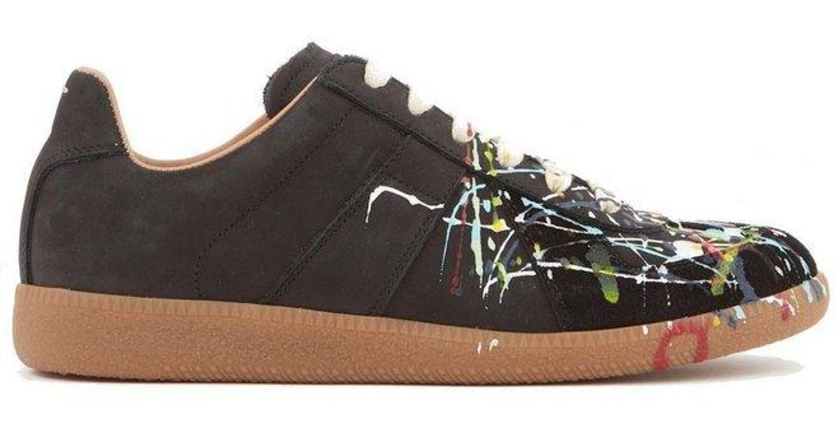 Maison Margiela Leather Replica Paint Splatter Sneakers in Black Lyst