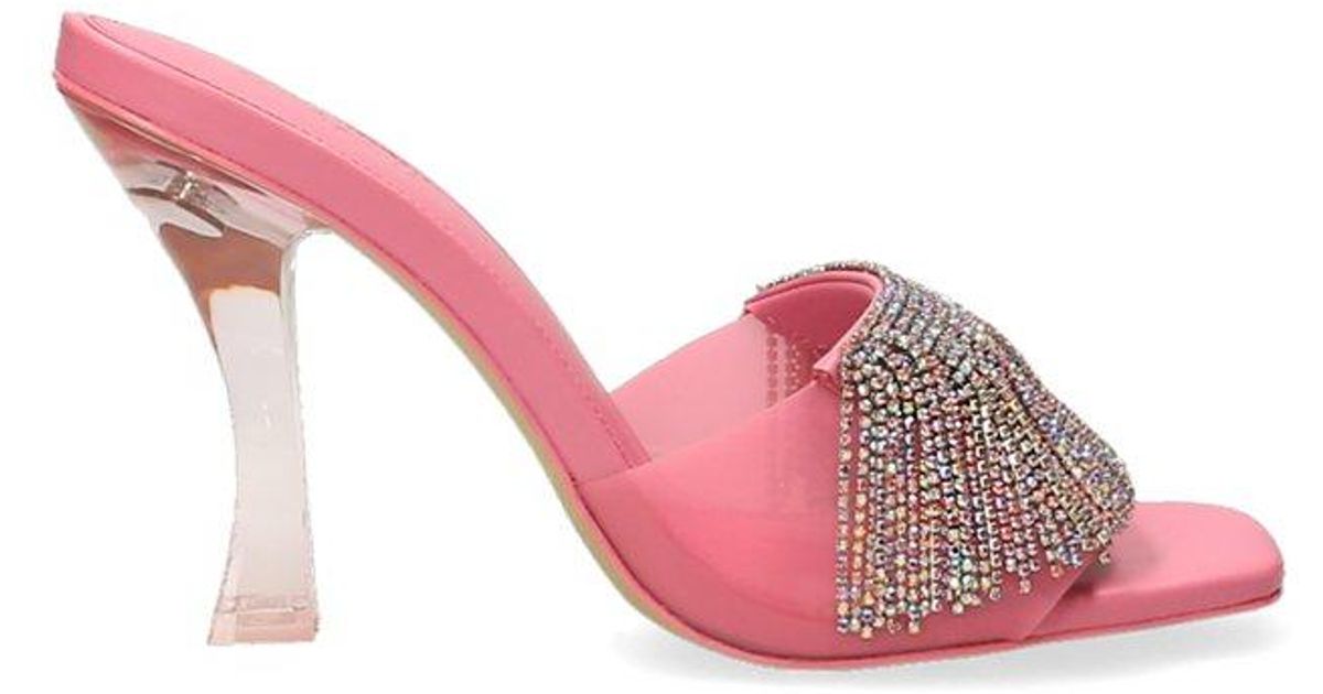 Cult Gaia Lana Embellished Fringed Heeled Sandals in Pink | Lyst