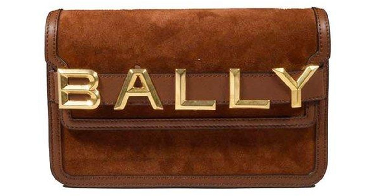Bally Logo Detailed Foldover Top Crossbody Bag in Brown Lyst