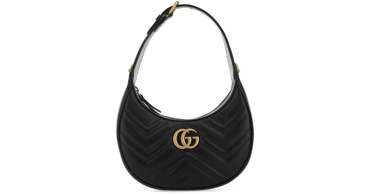 Gucci GG Marmont Half-moon-shaped Mini Bag in Black | Lyst