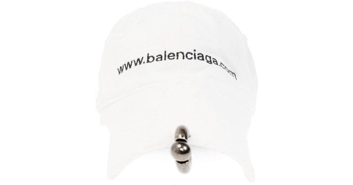 Balenciaga Front Piercing Faded Cap in White for Men | Lyst