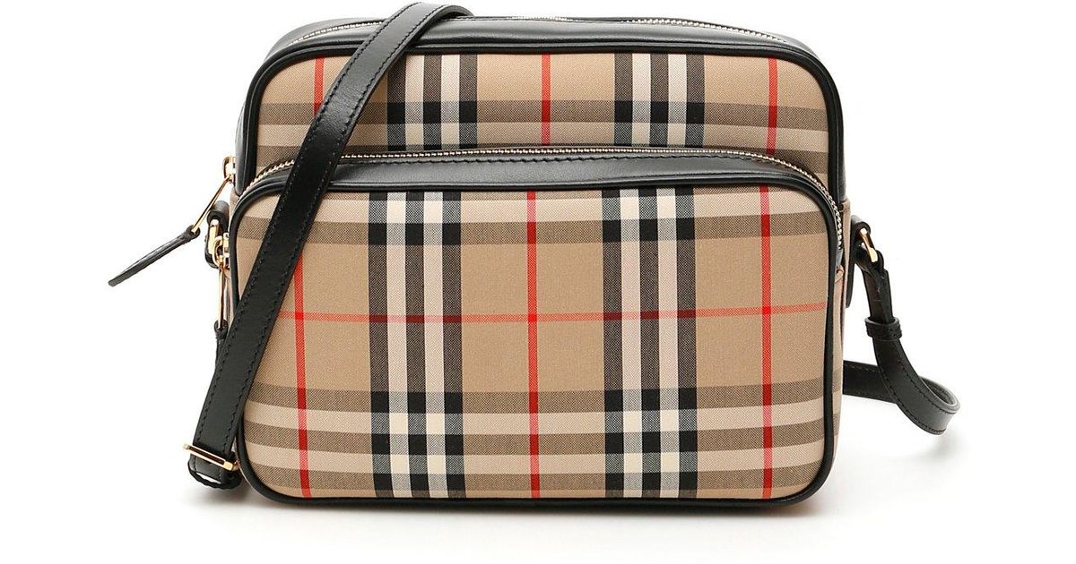Burberry Medium Vintage Check And Leather Camera Bag - Lyst