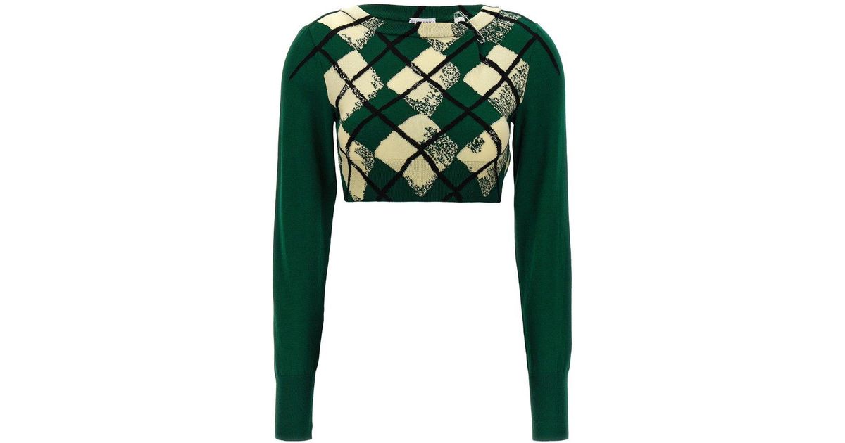 Burberry argyle fine-knit cropped jumper - Green