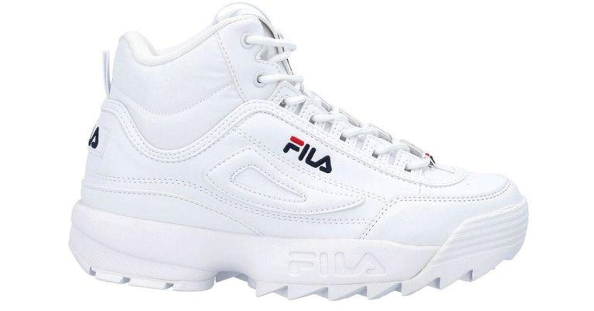 Fila Leather Disruptor Mid-top Sneakers in White | Lyst