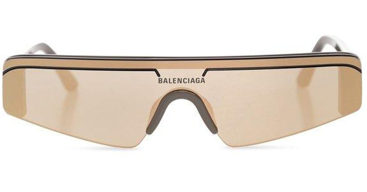 Balenciaga 'ski Rectangle' Sunglasses in Brown Lyst