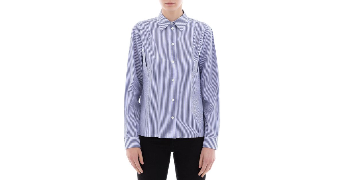Celine Striped Cotton Shirt in Purple 