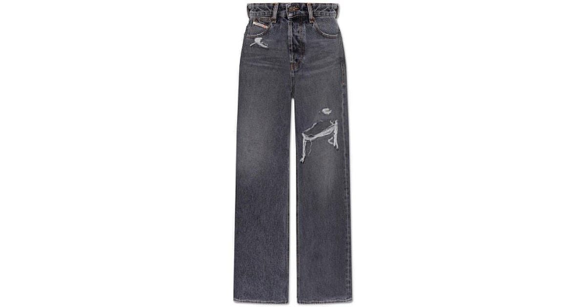 DIESEL D-sire Distressed Wide-leg Jeans in Blue | Lyst