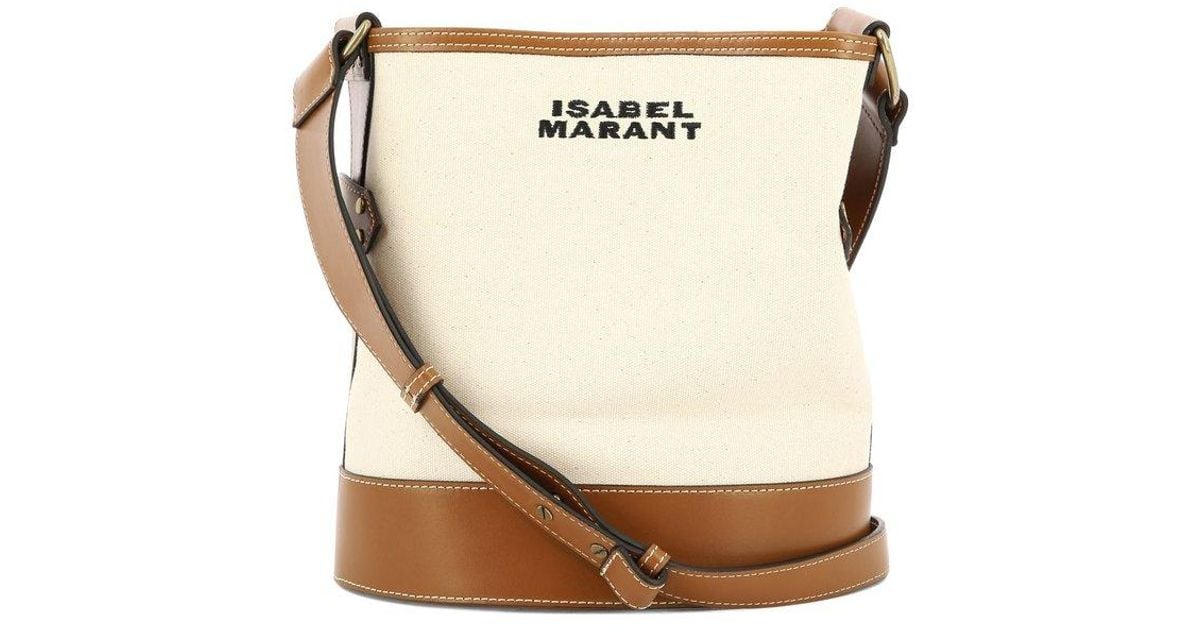 Isabel Marant Samara Logo-embroidered Tied-top Shoulder Bag in White