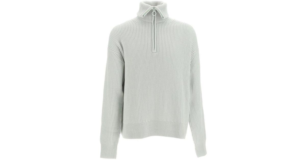 Studio Nicholson Bow Knitted Jumper in Gray for Men | Lyst