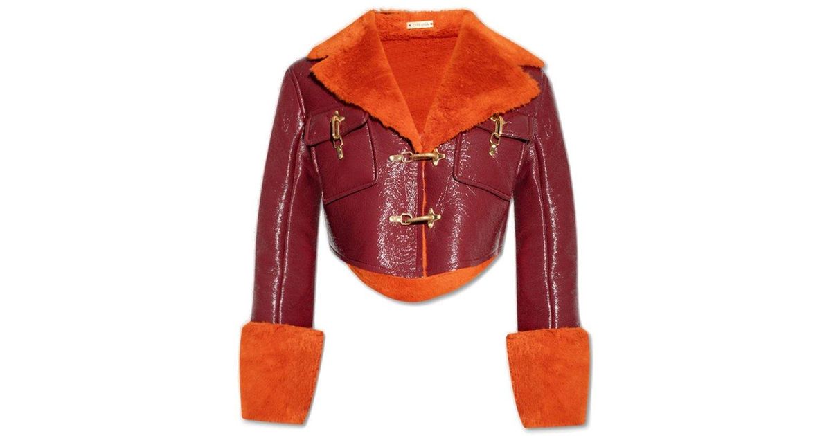 Cult Gaia 'jay' Glossy Cropped Jacket in Red