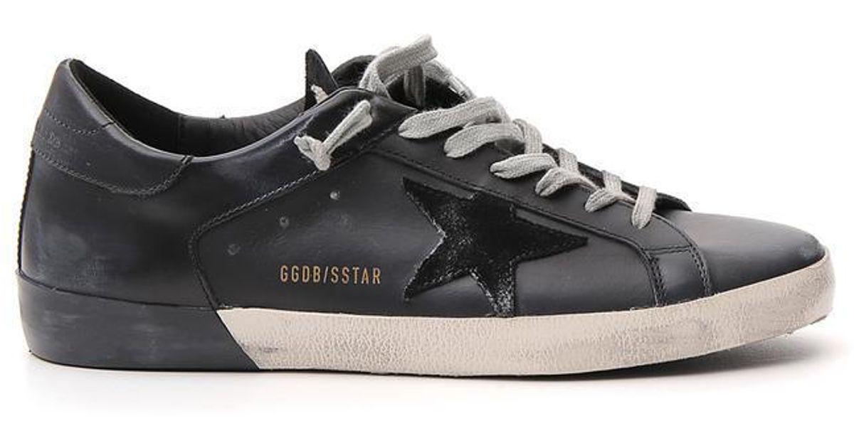 Golden Goose Leather Superstar Sneakers in Black for Men - Lyst