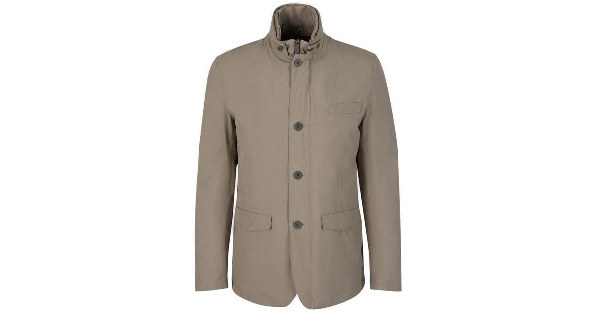 Herno High-neck Buttoned Padded Jacket in Gray for Men | Lyst