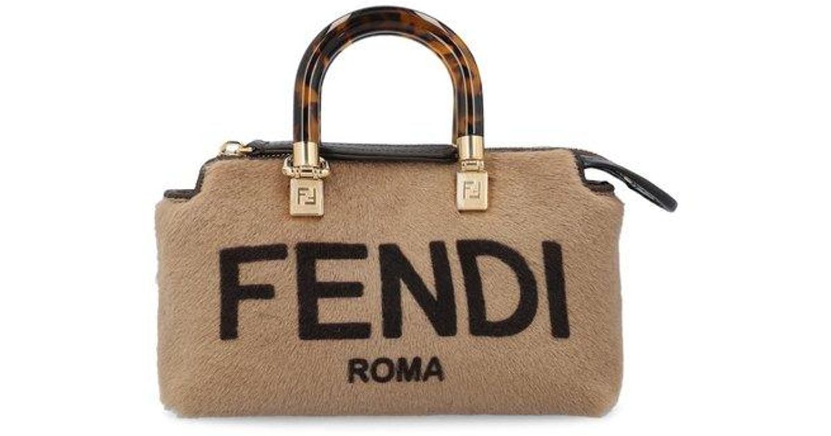 Fendi Logo Detailed Zipped Tote Bag in Gray Lyst