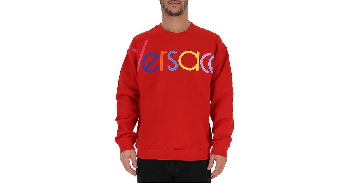 Versace Colourful Logo Sweater in Red 