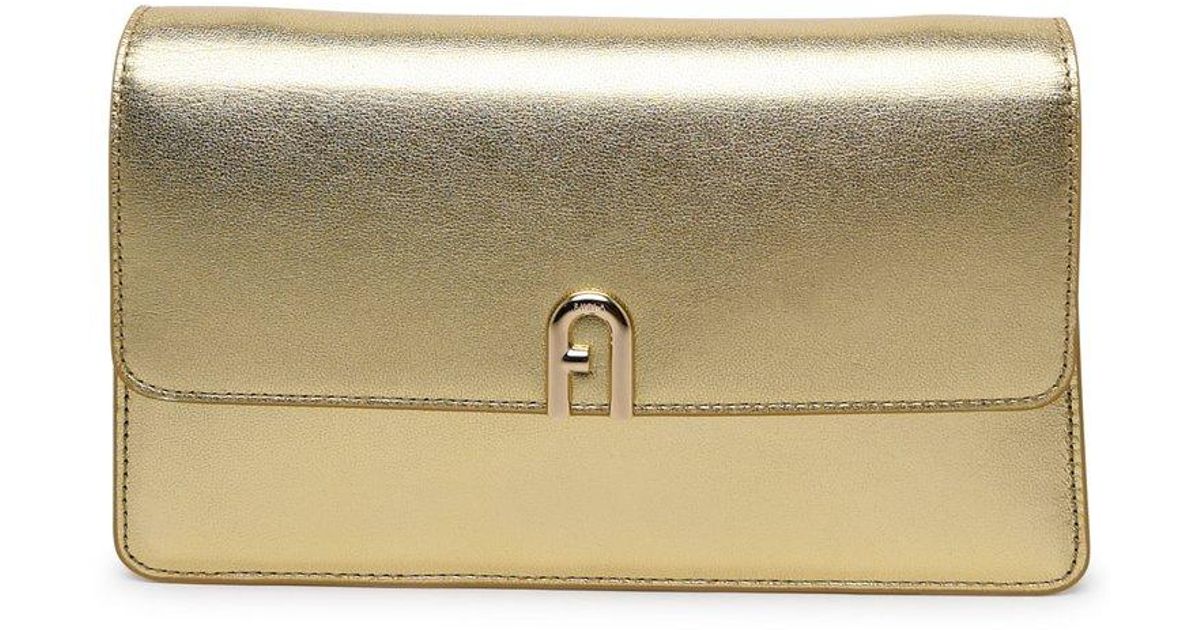 Furla 1927 Chain linked Clutch Bag in Natural Lyst