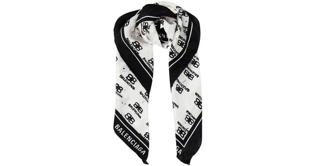 Balenciaga Bb Icon Printed Scarf in White | Lyst UK