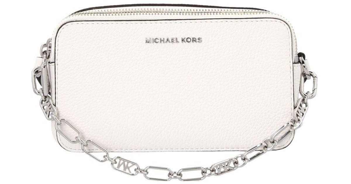 MICHAEL Michael Kors Logo Plaque Zip-up Crossbody Bag in Natural | Lyst