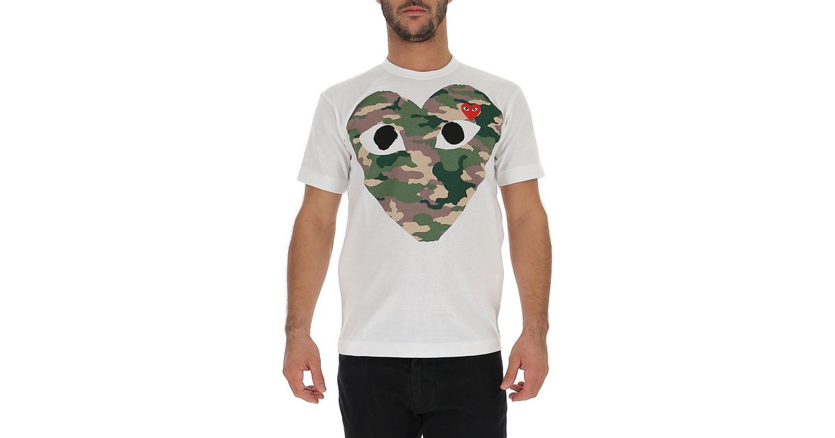 COMME DES GARÇONS PLAY Cotton T242 Camouflage Red Heart T-shirt in