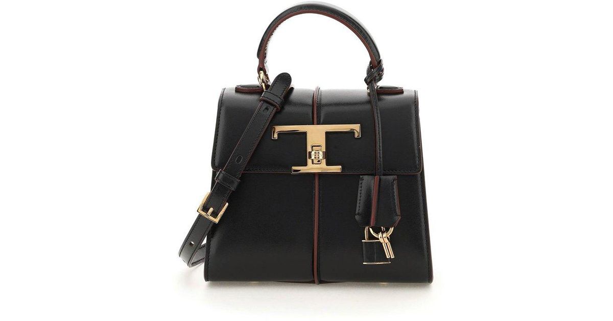 Tod's Leather Timeless Mini Tote Bag in Black | Lyst