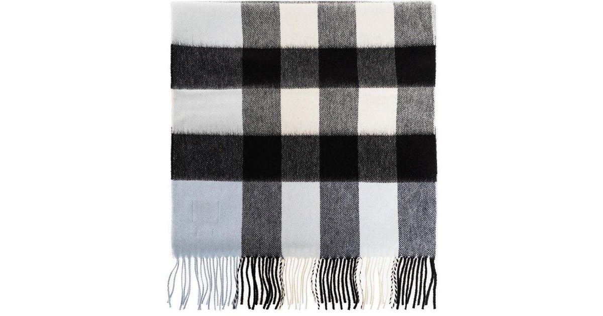 Burberry Check Patterned Fringed Scarf in Black for Men | Lyst