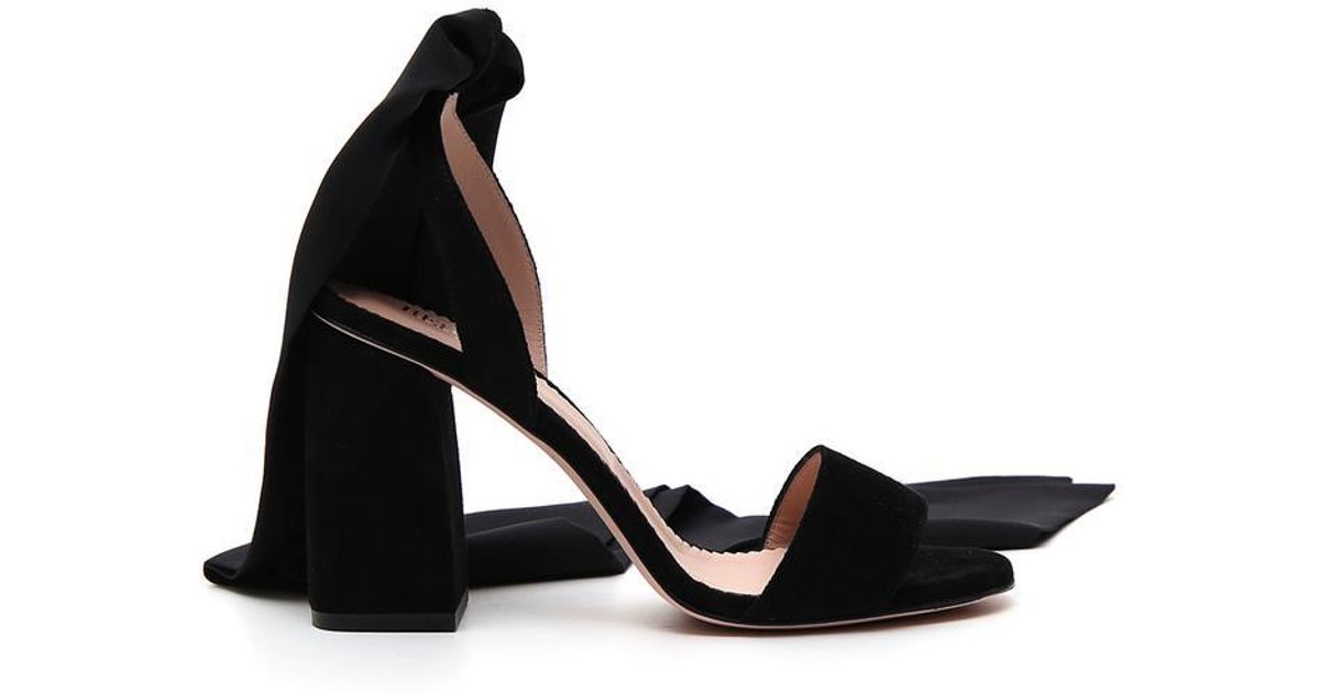 black ankle tie sandals