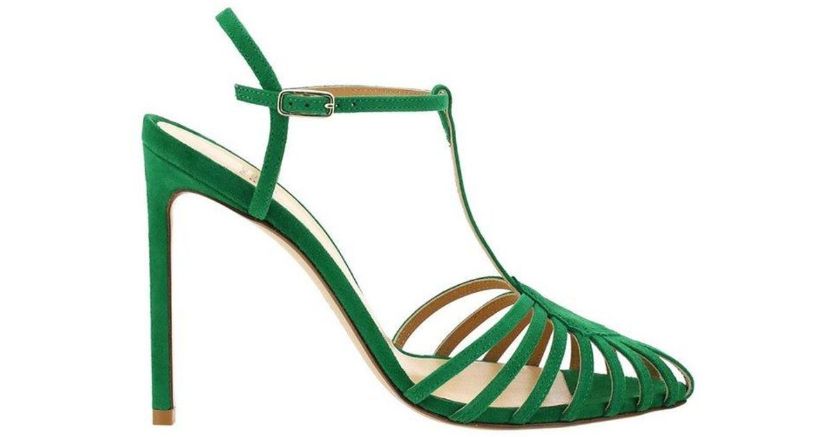 Francesco Russo Leather Caged High Heel Sandals in Green | Lyst