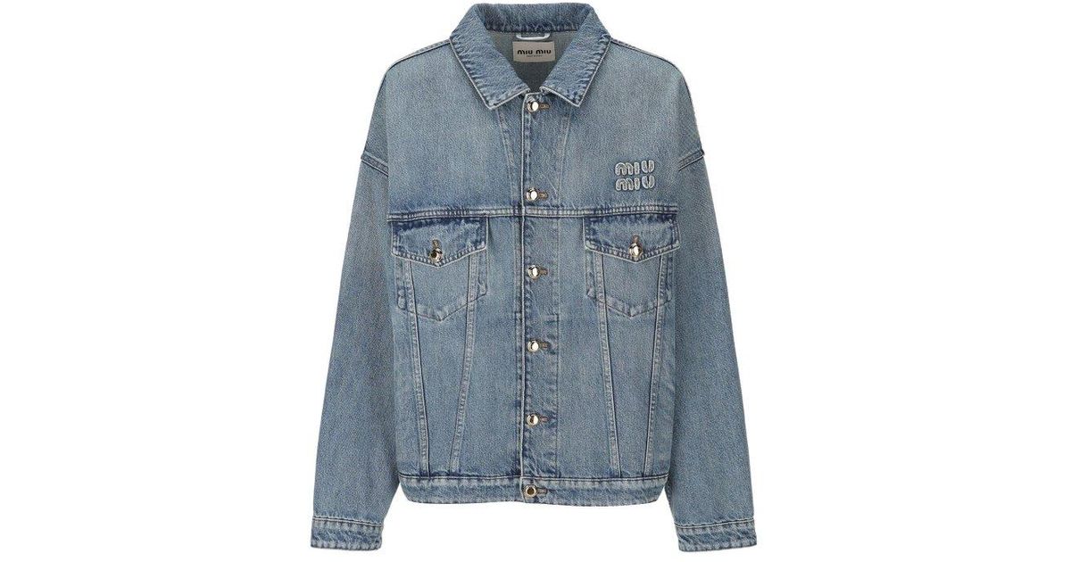 Miu Miu Button-up Denim Jacket in Blue | Lyst