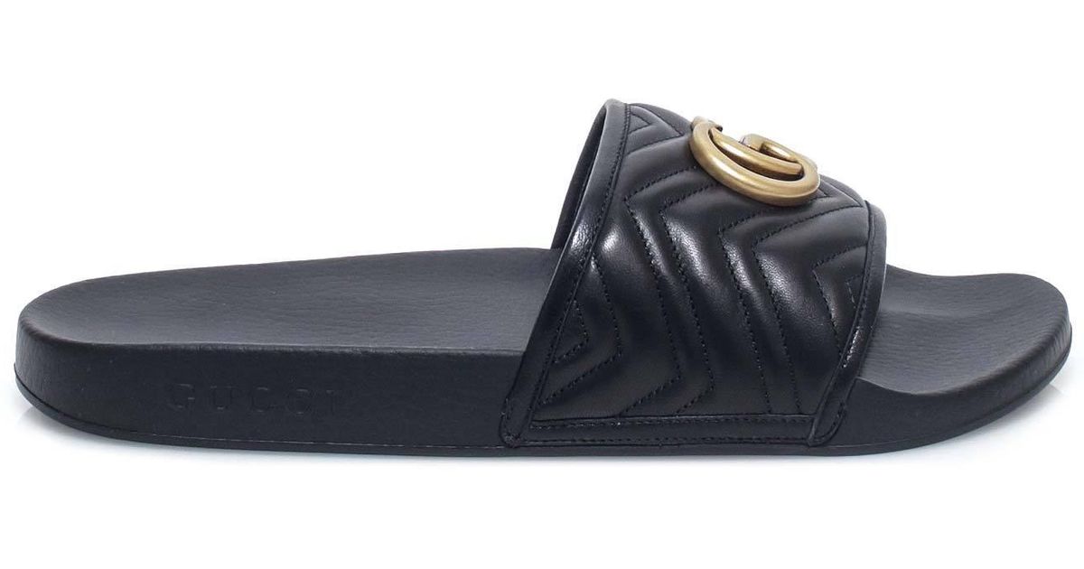 Gucci Double G Matelass Slides in Black for Men Lyst UK