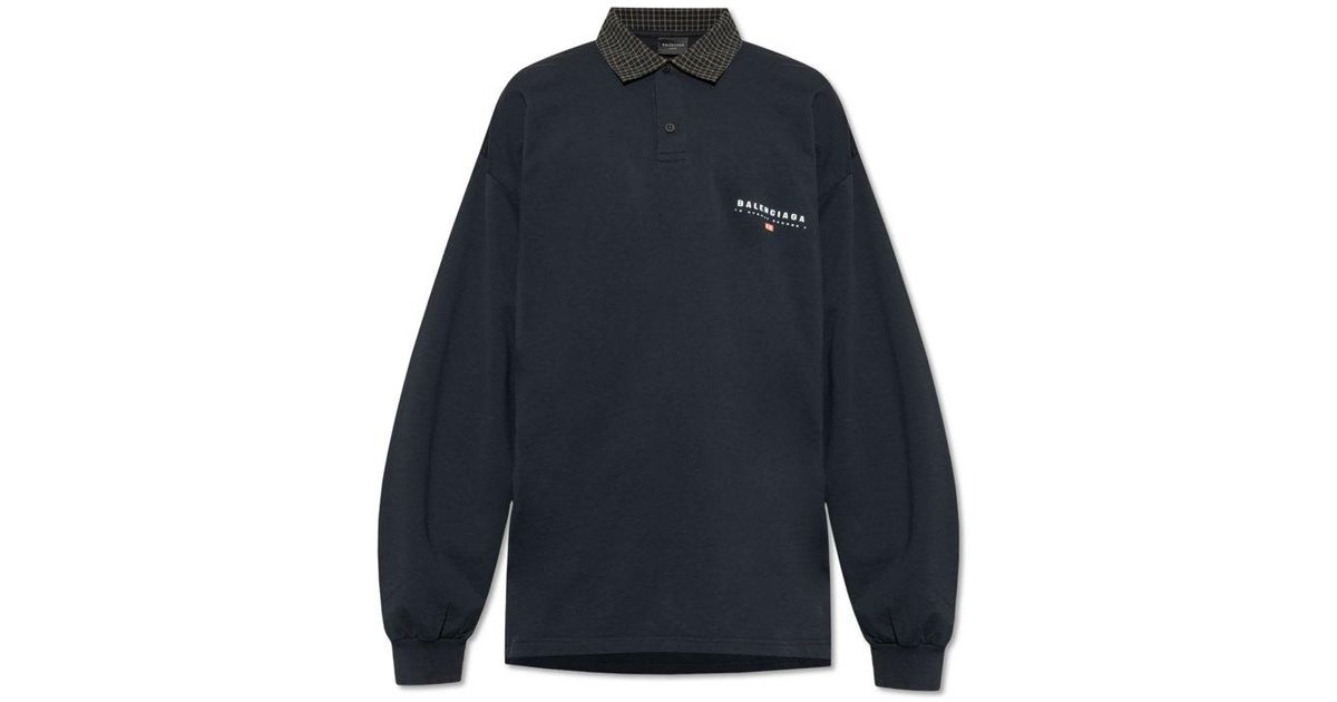 【BALENCIAGA】LONG SLEEVED POLO SHIRT ポロシャツ Balenciaga Long Sleeve Polo in Blue for Men | Lyst