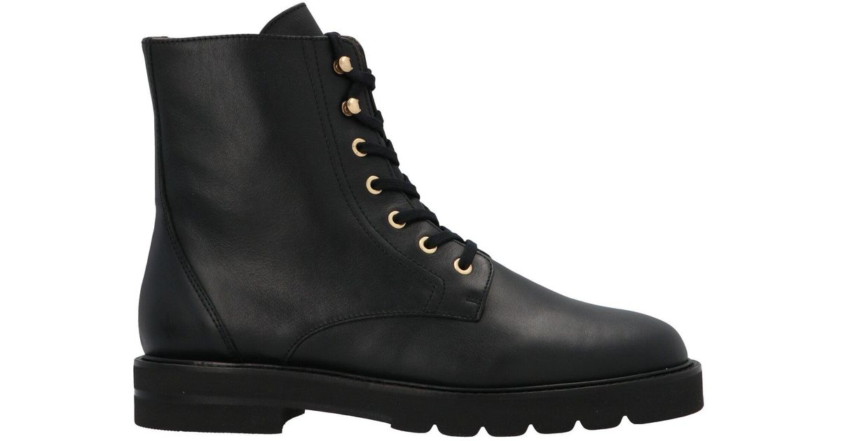 Stuart Weitzman Leather Mila Lift Boots in Black - Lyst