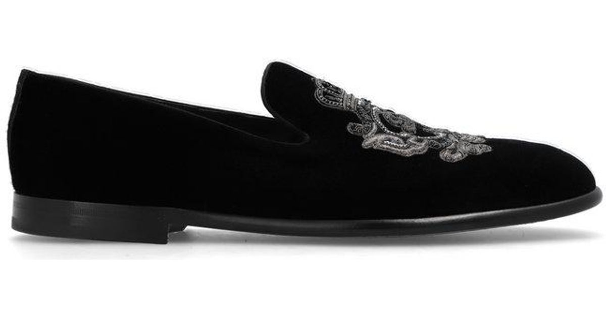 Dolce & Gabbana Black Velvet Loafers Formal Men Dress Shoes main image 1