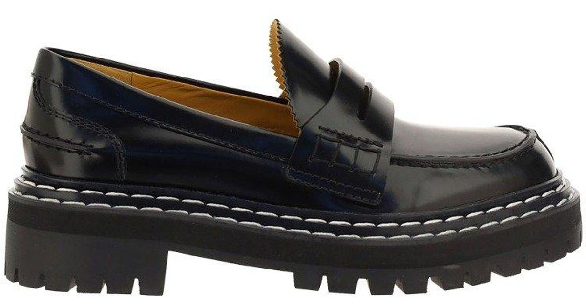 Proenza Schouler Leather Lug Sole Penny Loafers in Black - Lyst