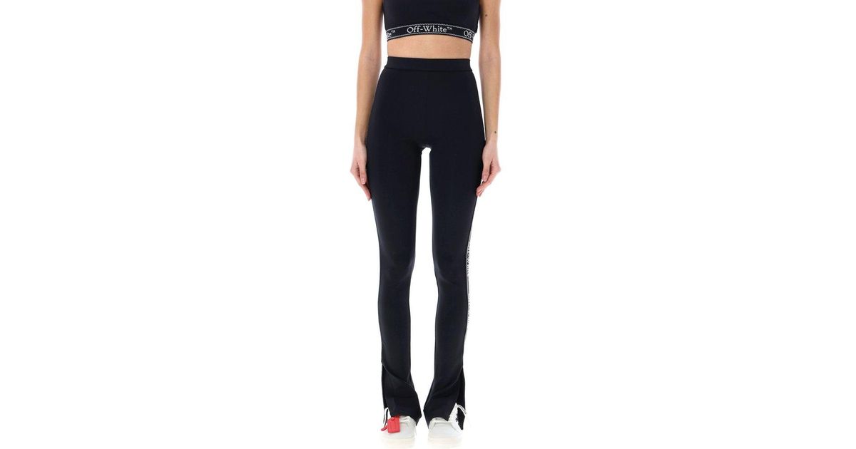 OFF-WHITE Logo-Waistband Leggings Black/Grey/White