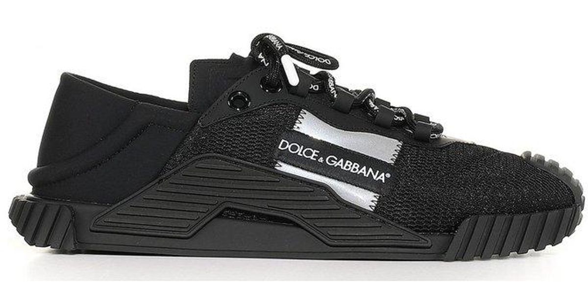 Dolce & Gabbana Ns1 Logo-patch Slip-on Sneakers in Black for Men | Lyst