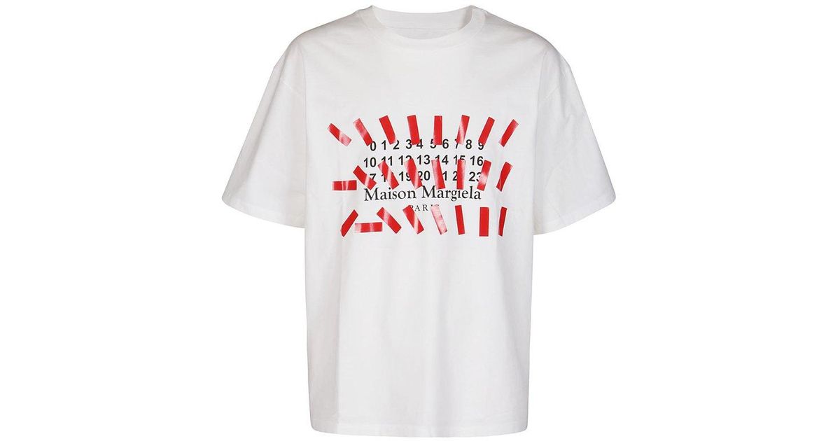MAISON MARGIELA WHITE ウール混 Tシャツ Maison Margiela Logo-Print Cotton T-Shirt - XS | Coggles