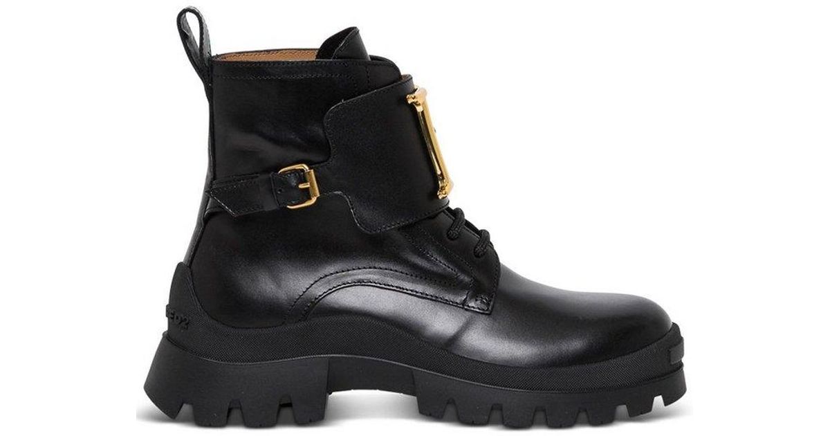 DSquared² Leather D2 Statement Lace-up Boots in Black - Lyst