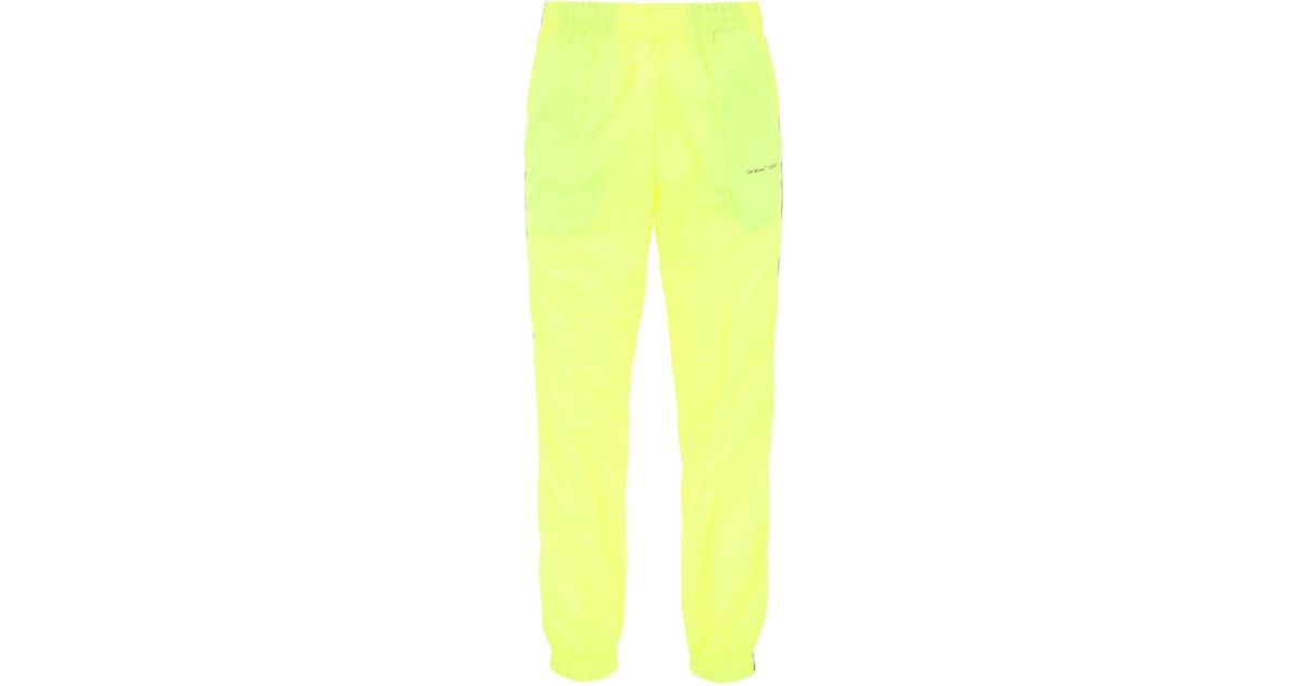 Off White co Virgil Abloh Yellow Fluorescent Trackpants for men Off White co Virgil Abloh Yellow Fluorescent Trackpants for men