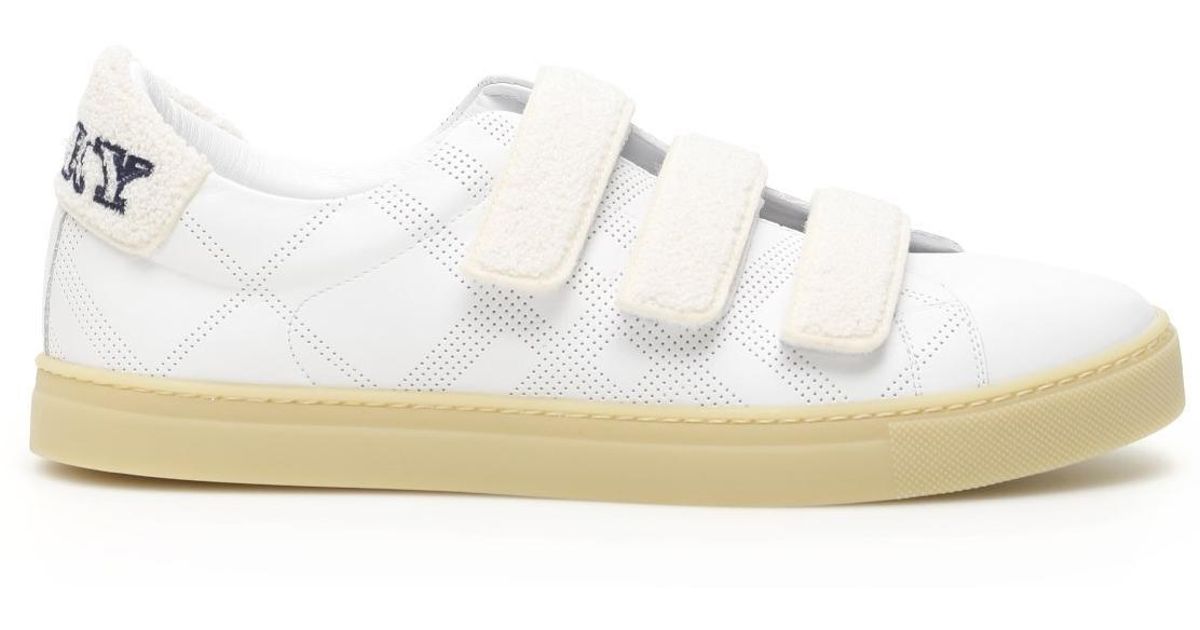 Burberry Logo Velcro Strap Sneakers in White for Men | Lyst