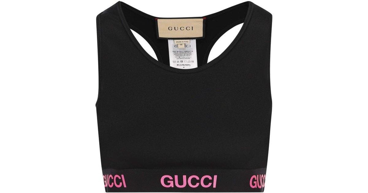 Gucci Technical Logo Detailed Sports Bra in Black